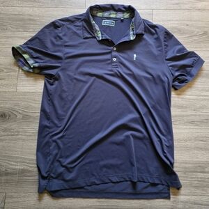 William Murray Golf Navy Polo Shirt with Plaid Accents